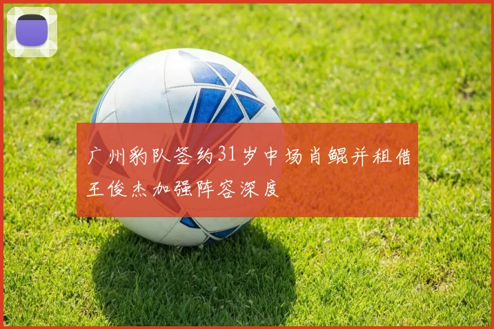 广州豹队签约31岁中场肖鲲并租借王俊杰加强阵容深度