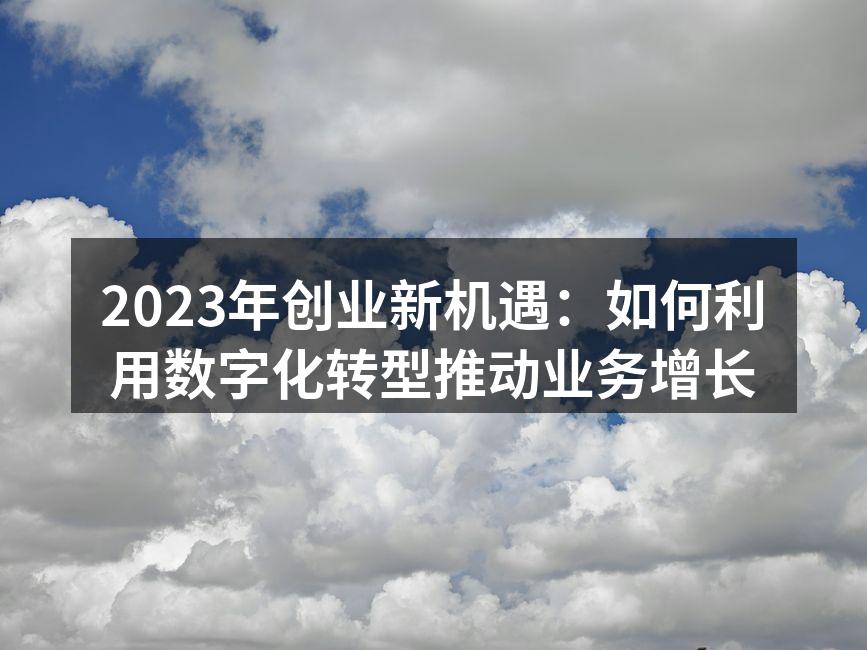 2023年创业新机遇：如何利用数字化转型推动业务增长