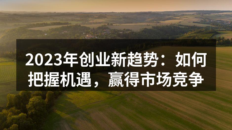 2023年创业新趋势：如何把握机遇，赢得市场竞争